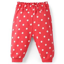 Babyhug Cotton Looper Full Length Lounge Pant With Polka Dots Print - Red