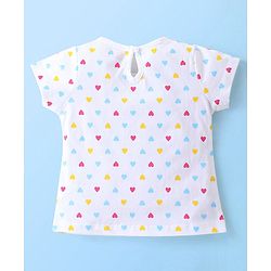 Babyhug 100% Cotton Knit Half Sleeves T-Shirt with Heart Graphics - White