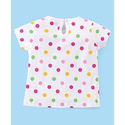 Babyhug 100% Cotton Knit Half Sleeves Top With Polka Dot Graphics - White