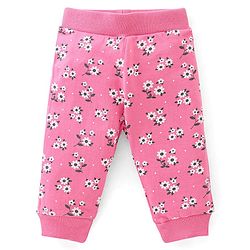 Babyhug Cotton Jersey Knit Full Length Lounge Pants Floral Print Pack of 2 - Pink & Blue