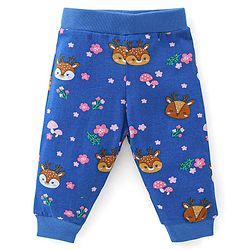 Babyhug Cotton Jersey Knit Full Length Lounge Pants Floral Print Pack of 2 - Pink & Blue
