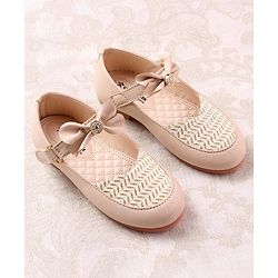 Cute Walk by Babyhug Ballerinas with Velcro Closure Bow Applique - Beige