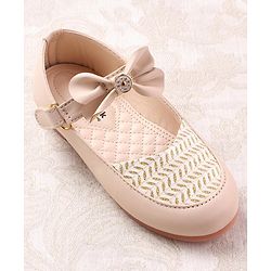 Cute Walk by Babyhug Ballerinas with Velcro Closure Bow Applique - Beige