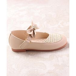 Cute Walk by Babyhug Ballerinas with Velcro Closure Bow Applique - Beige