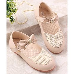 Cute Walk by Babyhug Ballerinas with Velcro Closure Bow Applique - Beige