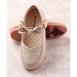 Cute Walk by Babyhug Ballerinas with Velcro Closure Bow Applique - Beige