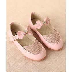 Cute Walk by Babyhug Slip On Bellies with Velcro Closure & Bow Applique - Pink