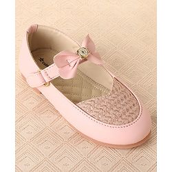 Cute Walk by Babyhug Slip On Bellies with Velcro Closure & Bow Applique - Pink