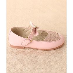 Cute Walk by Babyhug Slip On Bellies with Velcro Closure & Bow Applique - Pink
