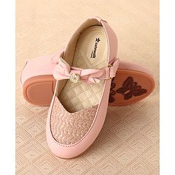 Cute Walk by Babyhug Slip On Bellies with Velcro Closure & Bow Applique - Pink