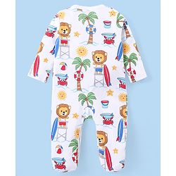 Babyhug Cotton Knit Full Sleeves Sleepsuits With Animal Print Pack Of 2 - Multicolor
