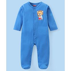 Babyhug Cotton Knit Full Sleeves Sleepsuits With Animal Print Pack Of 2 - Multicolor