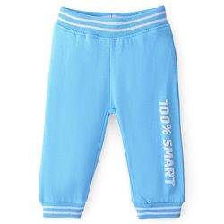 Babyhug Cotton Looper Full Length Lounge Pant Text Print- Blue
