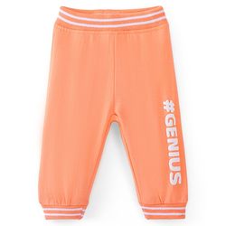 Babyhug Cotton Looper Full Length Lounge Pant Text Print- Orange