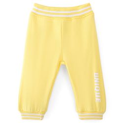 Babyhug Cotton Looper Full Length Lounge Pant Text Print- Yellow