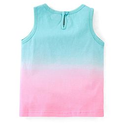 Babyhug 100% Cotton Sleeveless T-Shirt with Text Graphics & Bow Detailing - Pink & Blue