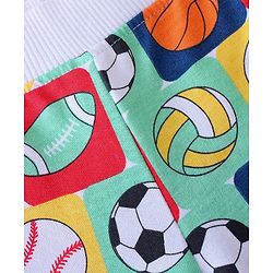 Babyhug Cotton Looper Knit Full Length Lounge Pant Foot Ball Print - Multicolour