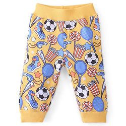 Babyhug Cotton Looper Knit Full Length Lounge Pant Ball Print - Yellow