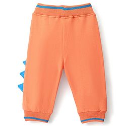 Babyhug Cotton Looper Full Length Lounge Pant with Dino Print - Orange