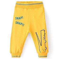 Babyhug Cotton Looper Full Length Lounge Pant Croc Print - Yellow