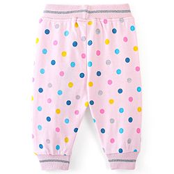 Babyhug Cotton Looper Knit Full Length Lounge Pant Polka Dot Print - Pink