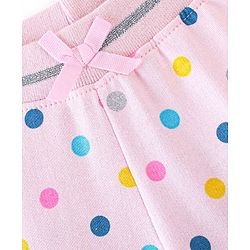 Babyhug Cotton Looper Knit Full Length Lounge Pant Polka Dot Print - Pink