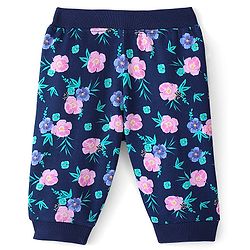 Babyhug Cotton Looper Knit Full Length Lounge Pant Floral Print - Blue