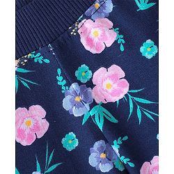 Babyhug Cotton Looper Knit Full Length Lounge Pant Floral Print - Blue