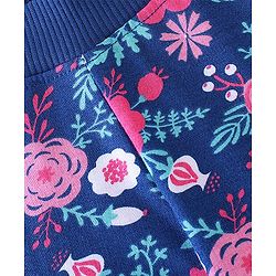 Babyhug Cotton Looper Knit Full Length Lounge Pant Floral Print - Blue