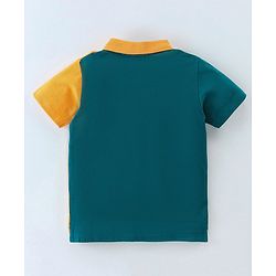Babyhug 100% Cotton Knit Half Sleeves Cut & Sew Polo Tee with Applique Detailing - Green & Yellow