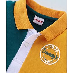 Babyhug 100% Cotton Knit Half Sleeves Cut & Sew Polo Tee with Applique Detailing - Green & Yellow