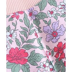 Babyhug Cotton Looper Knit Full Length Floral Print Lounge Pant - Purple & Pink