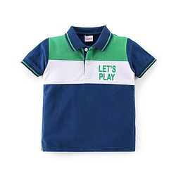 Babyhug 100% Cotton Knit Half Sleeves Polo T-Shirt Cut & Sew Design - Blue & Green