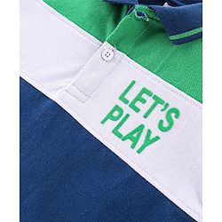 Babyhug 100% Cotton Knit Half Sleeves Polo T-Shirt Cut & Sew Design - Blue & Green