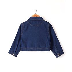 Babyhug 100% Cotton Knit Frock With Full Sleeves Denim Jacket Star Print- Multicolour