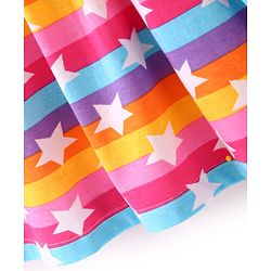 Babyhug 100% Cotton Knit Frock With Full Sleeves Denim Jacket Star Print- Multicolour