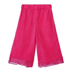 Babyhug Sleeveless Sequinned Top and Pleated Mesh Palazzo - Hot Pink