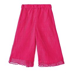 Babyhug Sleeveless Sequinned Top and Pleated Mesh Palazzo - Hot Pink