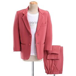 Babyhug Woven Full Sleeves Stretch Party Suit & T-Shirt with Text Print - White & Salmon Pink