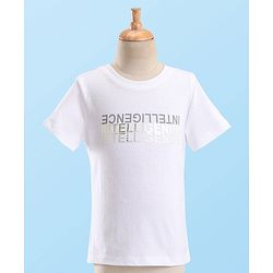 Babyhug Woven Full Sleeves Stretch Party Suit & T-Shirt with Text Print - White & Salmon Pink