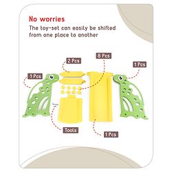 Babyhug Yellow and Green Dino Slide for Kids at Home(L 4.43 x B 1.48 x H 2.46) ft| Mini Freestanding Foldable Indoor Slider for 2-4 Years Kids| Child Safe Material| BIS Certified