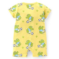 Babyhug 100% Cotton Knit Half Sleeves Rompers with Crocodile Print Pack of 2 - Yellow & Green