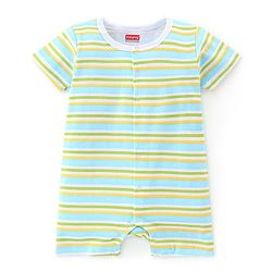 Babyhug 100% Cotton Knit Half Sleeves Rompers with Crocodile Print Pack of 2 - Yellow & Green