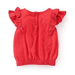 Babyhug Cotton Rayon Woven Frill Sleeves Polka Dots Print Top with Bow - Red