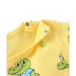 Babyhug 100% Cotton Half Sleeves Romper With Dino Print - Yellow