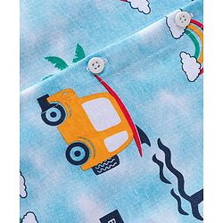 Babyhug Cotton Knit Half Sleeves Regular Collar Car Printed Shirt - Blue