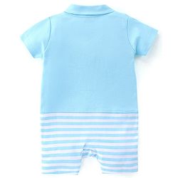 Babyhug 100% Cotton Half Sleeves Romper With Crocodile Print - Blue