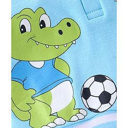 Babyhug 100% Cotton Half Sleeves Romper With Crocodile Print - Blue