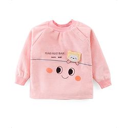 Babyhug Raglan Sleeves Winter Wear Suit With Bear Applique and Print - Peach