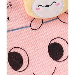 Babyhug Raglan Sleeves Winter Wear Suit With Bear Applique and Print - Peach